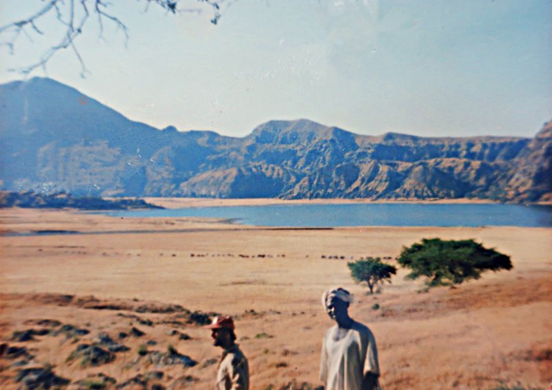 with Abu-Bakir, guide, hike into camp in Jebel Mara Caldera, Sep 87,