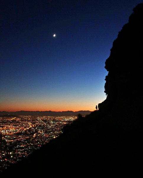 Lion&#x27;s head hiking before sunrise