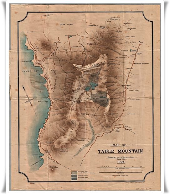 Map of Table mountain drawn in 1908 part of UCT digital collection