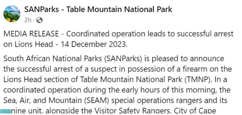 Crime-hit Table Mountain 2023