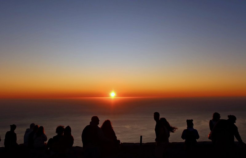 watching sundown upper cable station Table Mountain National Park