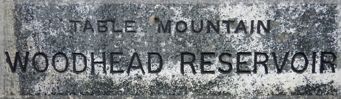 Carved stone saying Woodhead Reservoir