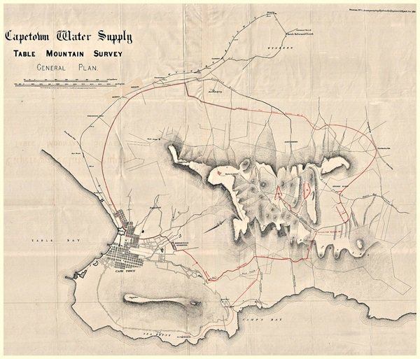 Map of plan to dam Table Mountain, including Woodhead Dam